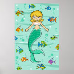 Affiche de sirène et de poissons