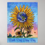 Affiche de tournesol de jour de la terre
