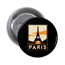 affiche de voyage d'art déco de Paris rétro Badges Avec Agrafe