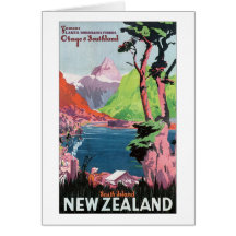 Affiche de voyage de la Nouvelle Zélande d'île du  Cartes De Vœux