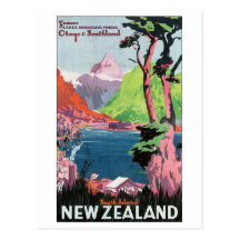 Affiche de voyage de la Nouvelle Zélande d'île du  Cartes Postales