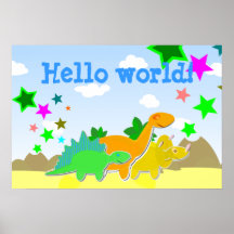 Affiche du monde d'amis de dinosaure bonjour