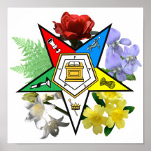 Affiche florale d'emblème d'OES