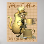 Affiche folle de chapelier d'amant de café