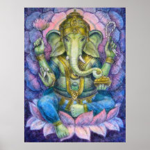 Affiche indoue d'art de Lotus Ganesha