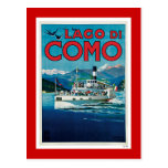 Affiche italienne vintage de voyage de "Lago di Co Carte Postale