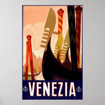 Affiche italienne vintage de voyage de "Venise"