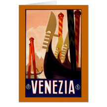 Affiche italienne vintage de voyage de "Venise" Cartes De Vœux