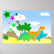 Affiche mignonne de dinosaures