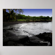 Affiche noire de plage de sable