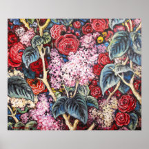 Affiche originale de peinture de roses et de lilas