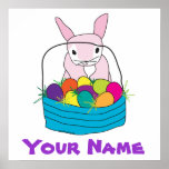 Affiche personnalisée de lapin de Pâques