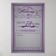 Affiche pourpre et grise vintage de mariage