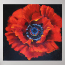 Affiche rouge d'art de pavot
