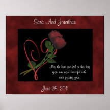 Affiche rouge de cadeau de mariage de coeur de bou