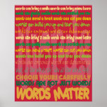 Affiche (rouge) de matière de mots