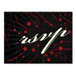 Affiche rustique : RSVP l'épousant rouge et noir Carte Postale
