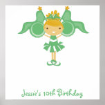 Affiche verte d'autographe d'anniversaire de pom-p