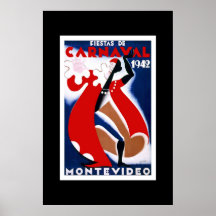 Affiche vintage Carnaval Uruguay de voyage