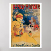 Affiche vintage d'art de Benzo-Moteur annonce d'au