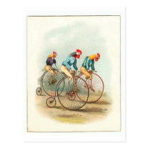 Affiche vintage de bicyclette, coqs de Pennyfarthi Cartes Postales