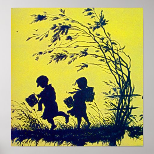 Affiche vintage de silhouette d'enfant