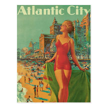 Affiche vintage de voyage ; Atlantic City, blonde  Carte Postale