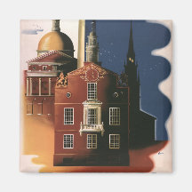 Affiche vintage de voyage, Boston, le Massachusett Magnets Pour Réfrigérateur