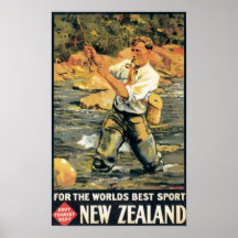 Affiche vintage de voyage de la Nouvelle Zélande