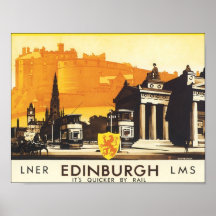 Affiche vintage de voyage d'Edimbourg