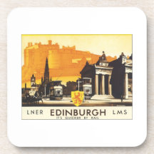 Affiche vintage de voyage d'Edimbourg Dessous-de-verre