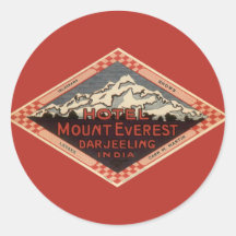 Affiche vintage de voyage, le mont Everest, Inde Autocollant