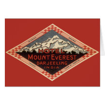 Affiche vintage de voyage, le mont Everest, Inde Cartes De Vœux