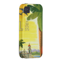 Affiche vintage de voyage, Los Angeles, la Califor iPhone 4 Case