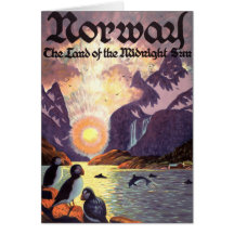 Affiche vintage de voyage, terre de la Norvège de  Carte De Vœux
