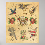 Affiche vintage d'instantané de tatouage