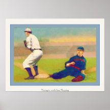 Affiche vintage faisante une sieste de base-ball d
