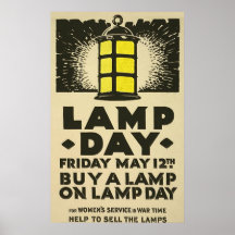 Affiche WW1 vintage de ~ de jour de lampe. Vendred