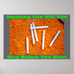 affiches contre le tabac sur le vert