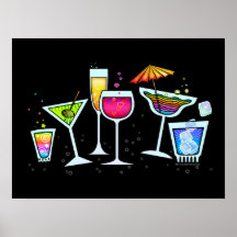 AFFICHES ET COPIES EN VERRE DE COCKTAIL