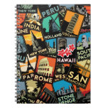 Affiches la rétro Europe vintage Asie Etats-Unis d Carnet À Spirale