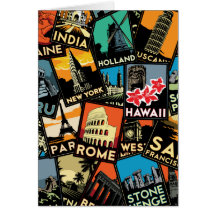 Affiches la rétro Europe vintage Asie Etats-Unis d Cartes De Vœux