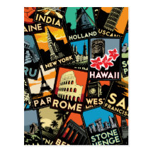 Affiches la rétro Europe vintage Asie Etats-Unis d Cartes Postales