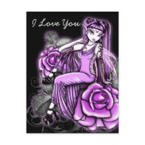 "Affinity" Pink Rose Fairy Art Avery Postcard