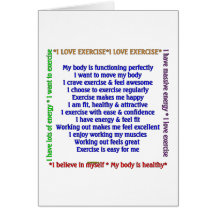 Affirmations positives d'exercice carte