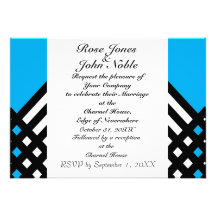 Affix Ebony III (Cyan) Wedding Invitation