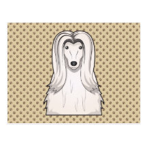 Afghan Hound Cartoon Portrait Postcard