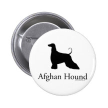 Afghan Hound Silhouette Pinback Button