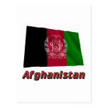 Afghanistan Waving Flag with Name Post Cards