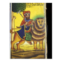 Africa, Ethiopia. Artwork depicting Lion of Post Cards